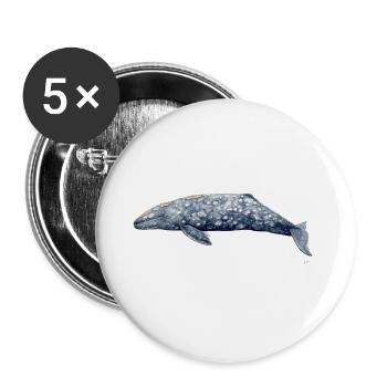 Baleine grise - Baleine grise - baleine grise - Lot de 5 grands badges (56 mm) - blanc - Devant
