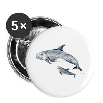 Risso - Grampus Dolphin - Dauphin Risso - Buttons groß 56 mm (5er Pack) - Weiß - Vorne