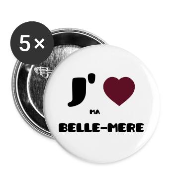 J'aime ma belle-mère (V) - Lot de 5 grands badges (56 mm) - blanc - Devant