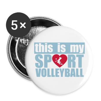 this is my love sports volleyball - Buttons large 2.2''/56 mm (5-pack) - white - Front