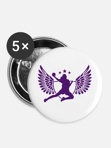 handball - Buttons groß 56 mm (5er Pack) - Weiß