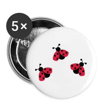 6254398 118120415 Marienkaefer - Buttons groß 56 mm (5er Pack) - Weiß - Vorne