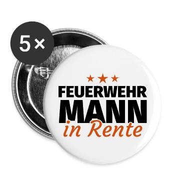 Feuerwehrmann Rente - Buttons groß 56 mm (5er Pack) - Weiß - Vorne
