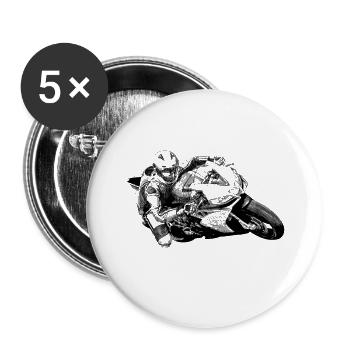 Motorcycle - Lot de 5 grands badges (56 mm) - blanc - Devant