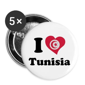 I love Tunisia - Buttons large 2.2''/56 mm (5-pack) - white - Front