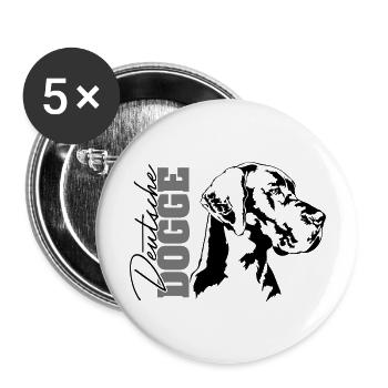 DEUTSCHE DOGGE Portrait Wilsigns - Buttons groß 56 mm (5er Pack) - Weiß - Vorne