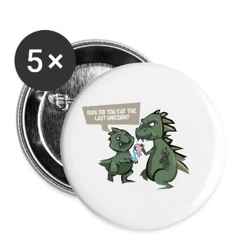 Chemise de dinosaure drôle - dernière licorne - - Lot de 5 grands badges (56 mm) - blanc - Devant