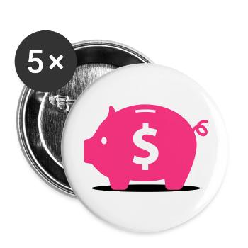 Pink piggy bank - Buttons large 2.2''/56 mm (5-pack) - white - Front