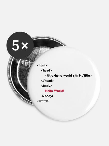 hello_world - Buttons groß 56 mm (5er Pack) - Weiß