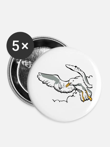 Seagull - Buttons large 2.2''/56 mm (5-pack) - white