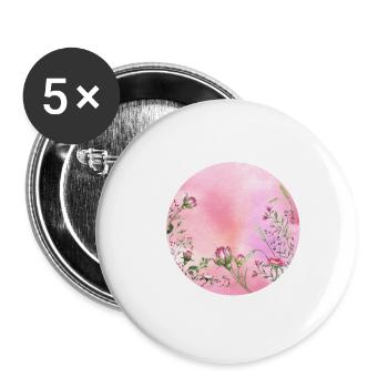 Rosen - Buttons groß 56 mm (5er Pack) - Weiß - Vorne