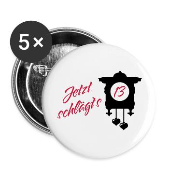 Geburtstag - Jetzt schlägt's 13 - Buttons groß 56 mm (5er Pack) - Weiß - Vorne