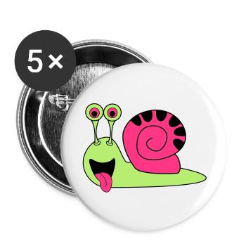schnecke - Buttons groß 56 mm (5er Pack) - Weiß - Vorne
