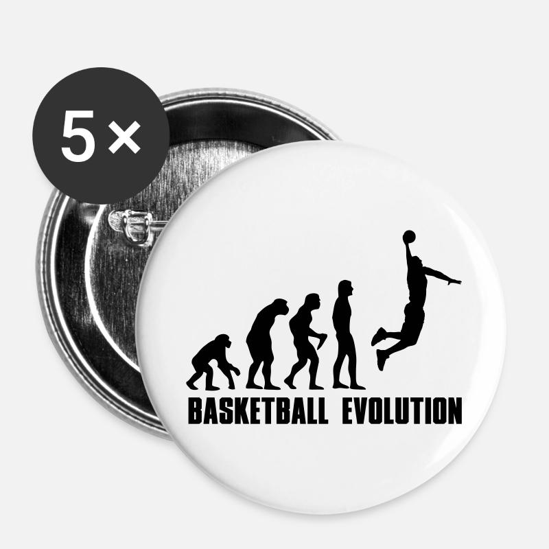 Evolution Basketball Dunk - Buttons large 2.2''/56 mm (5-pack) - white