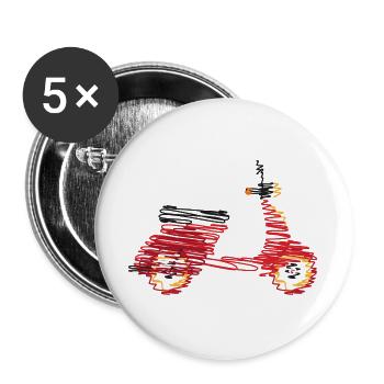 Scooter rétro – Dessin abstrait en gribouillis - Lot de 5 grands badges (56 mm) - blanc - Devant