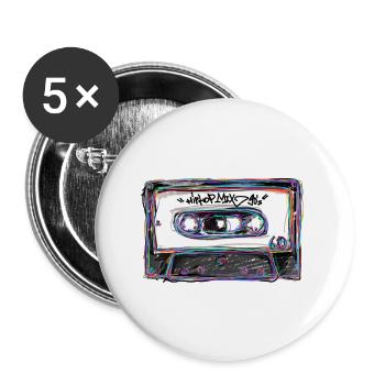 Kassette HipHop 90s - Buttons groß 56 mm (5er Pack) - Weiß - Vorne