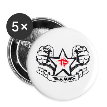 tekk freakz logo - Buttons groß 56 mm (5er Pack) - Weiß - Vorne