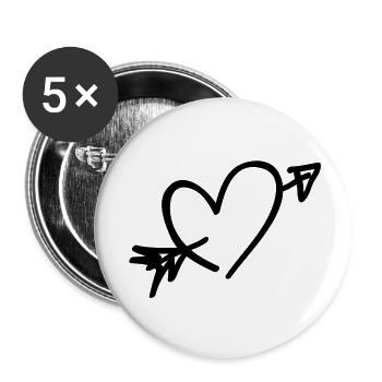 pfeil herz - Buttons groß 56 mm (5er Pack) - Weiß - Vorne
