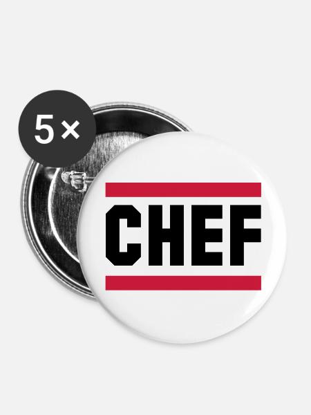 chef - Buttons groß 56 mm (5er Pack) - Weiß