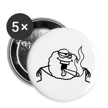 bekifft kiffen kiffer stoned hanf weed rauchen joi - Buttons groß 56 mm (5er Pack) - Weiß - Vorne
