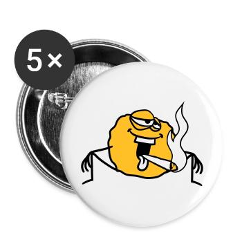 bekifft kiffen kiffer stoned hanf weed rauchen joi - Buttons groß 56 mm (5er Pack) - Weiß - Vorne