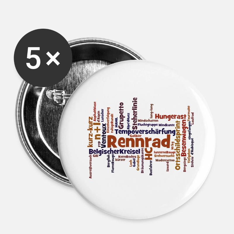 Wordcloud Road Bike - Buttons large 2.2''/56 mm (5-pack) - white