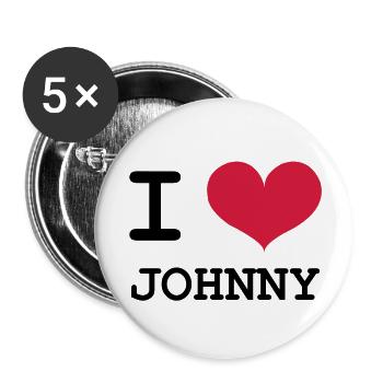 I Love Johnny ! - Lot de 5 grands badges (56 mm) - blanc - Devant