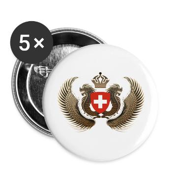 schweiz-flugel - Buttons groß 56 mm (5er Pack) - Weiß - Vorne