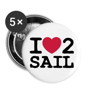 I LOVE 2 SAIL - 2 COLOUR - Buttons groß 56 mm (5er Pack) - Weiß - Vorne