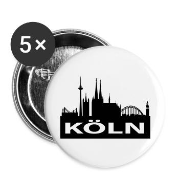Skyline Cologne - Cathédrale de Cologne - Lot de 5 grands badges (56 mm) - blanc - Devant