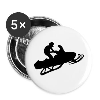 Moto neige ou scooter des neiges. - Lot de 5 grands badges (56 mm) - blanc - Devant