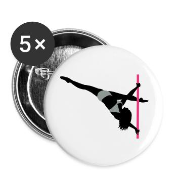Pole Dance - Buttons groß 56 mm (5er Pack) - Weiß - Vorne