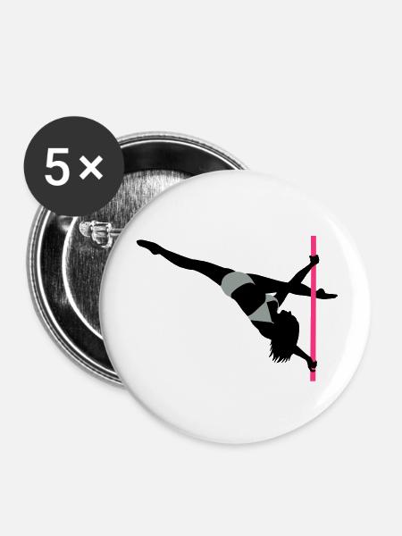 Pole Dance - Buttons groß 56 mm (5er Pack) - Weiß