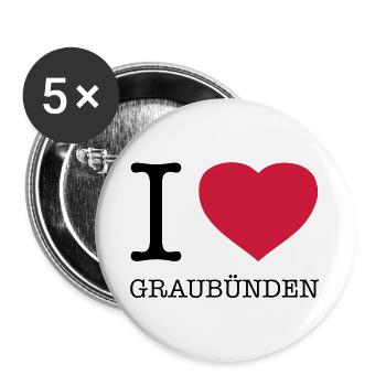 I LOVE GRAUBÜNDEN - Buttons large 2.2''/56 mm (5-pack) - white - Front
