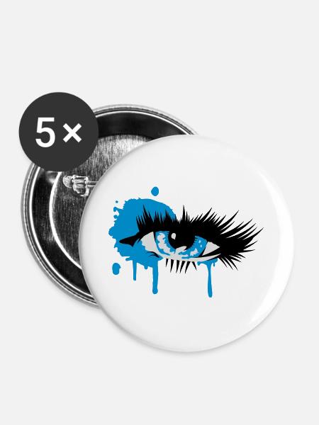 farbiges Auge mit langen Wimpern - Buttons groß 56 mm (5er Pack) - Weiß