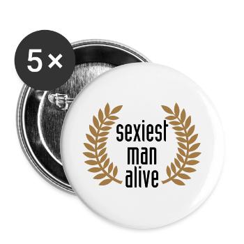 sexiest man alive - Lot de 5 grands badges (56 mm) - blanc - Devant