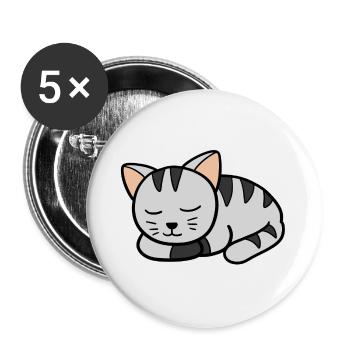 Sleeping Kitten - Buttons large 2.2''/56 mm (5-pack) - white - Front