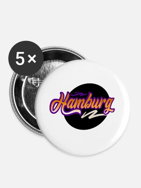 Hamburg - Buttons groß 56 mm (5er Pack) - Weiß