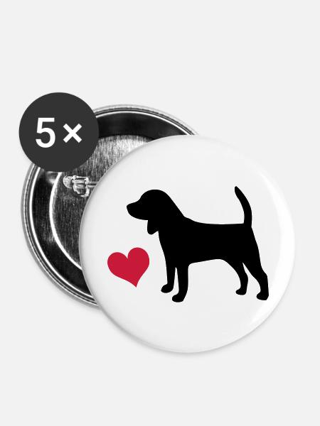 Beagle - Buttons groß 56 mm (5er Pack) - Weiß