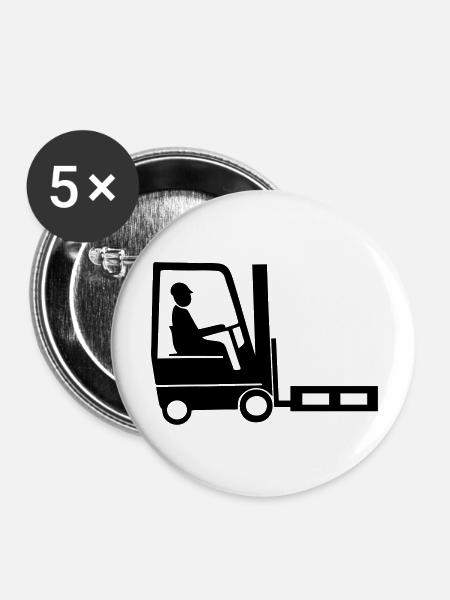 staplerfahrer - Buttons groß 56 mm (5er Pack) - Weiß