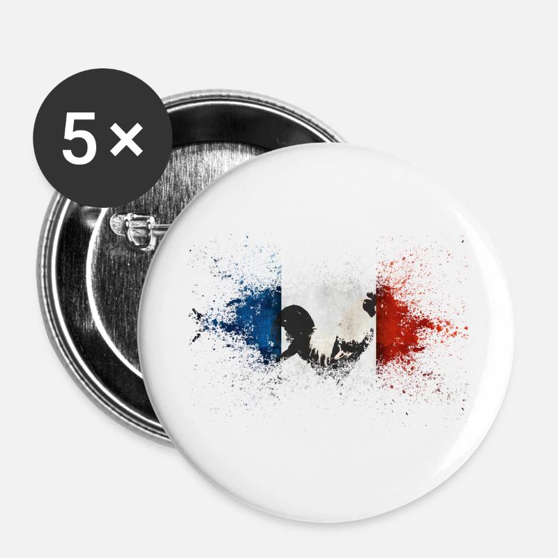 French Flag - Buttons large 2.2''/56 mm (5-pack) - white