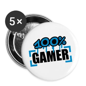 100 Procent Gamer - Lot de 5 grands badges (56 mm) - blanc - Devant