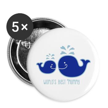 Wal - Mama - child - Fish - worlds best mummy - 2C - Buttons large 2.2''/56 mm (5-pack) - white - Front