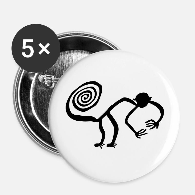 Nazca Monkey - Buttons large 2.2''/56 mm (5-pack) - white