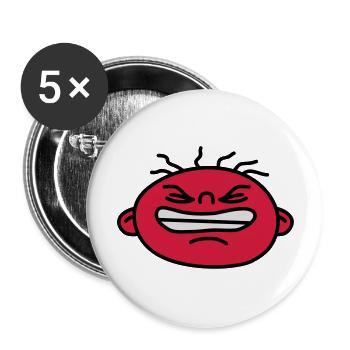Angry Face - Lot de 5 grands badges (56 mm) - blanc - Devant