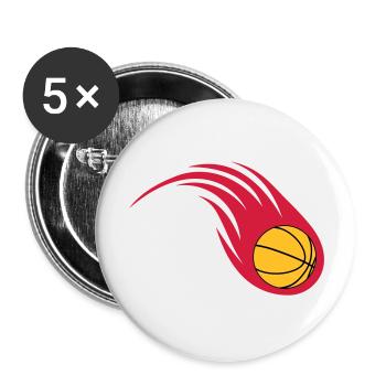 basketball fireball - Buttons large 2.2''/56 mm (5-pack) - white - Front