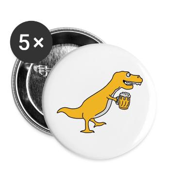 Funny Drunken T-Rex Dino - Lot de 5 grands badges (56 mm) - blanc - Devant