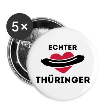 Echter Thüringer - Bratwurstliebe - Buttons groß 56 mm (5er Pack) - Weiß - Vorne