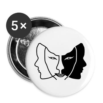 lumière sombre masque gemini - Lot de 5 grands badges (56 mm) - blanc - Devant