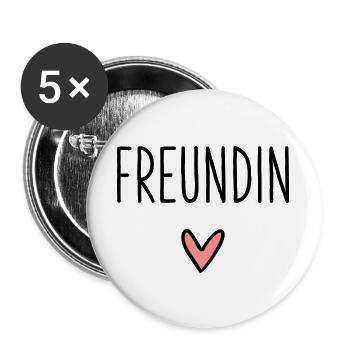 Freundin Herz Geschenk Freundschaft Liebe - Buttons groß 56 mm (5er Pack) - Weiß - Vorne